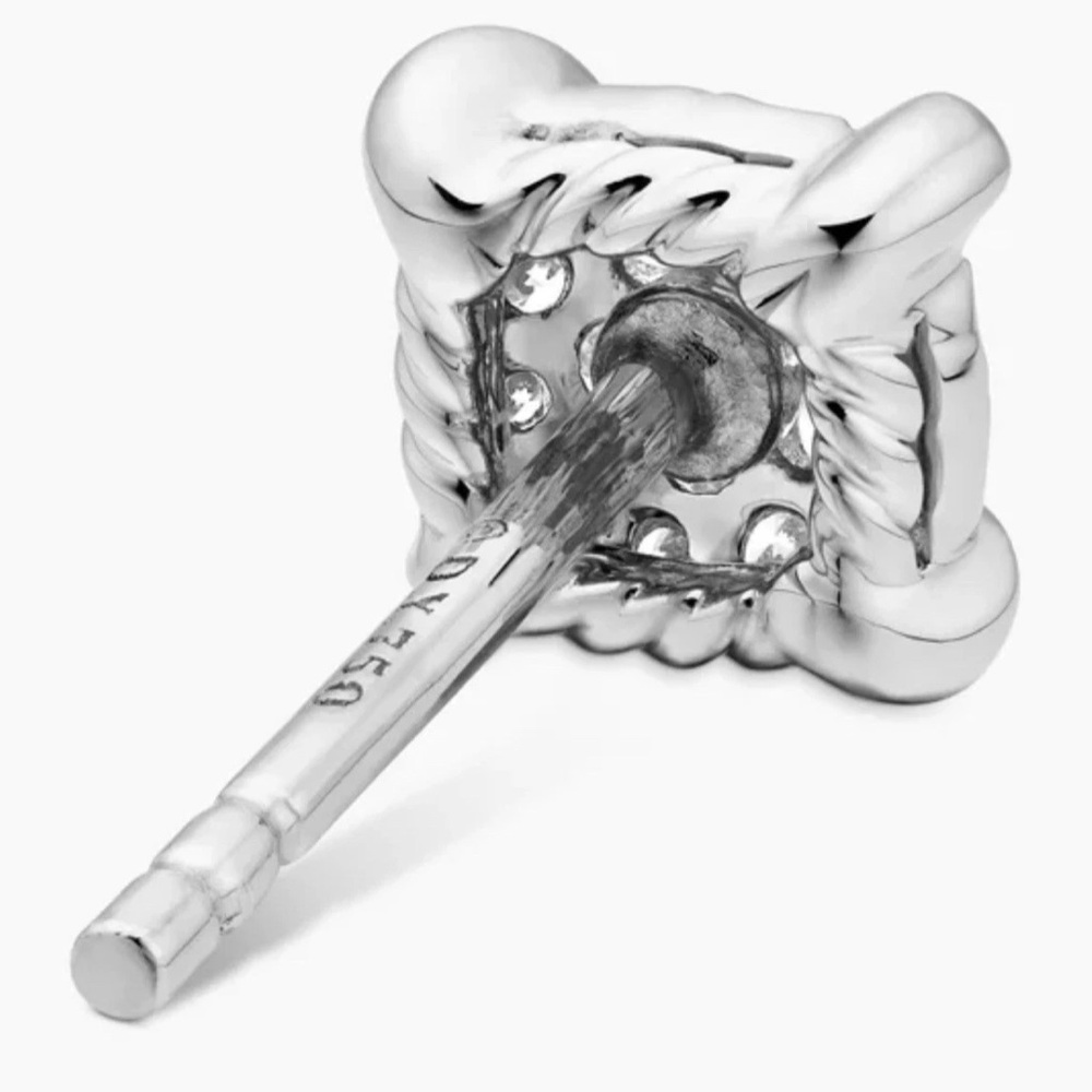2024 David Yurman Petite Chatelaine 18K White Gold diamond Stud Earrings $1250 - Picture 5 of 9